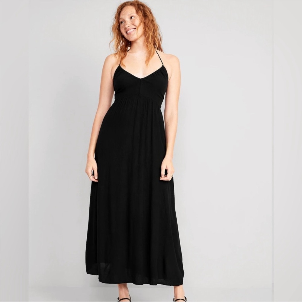 NWT Old Navy Fit & Flare Crinkled Halter Maxi Dress for Women
